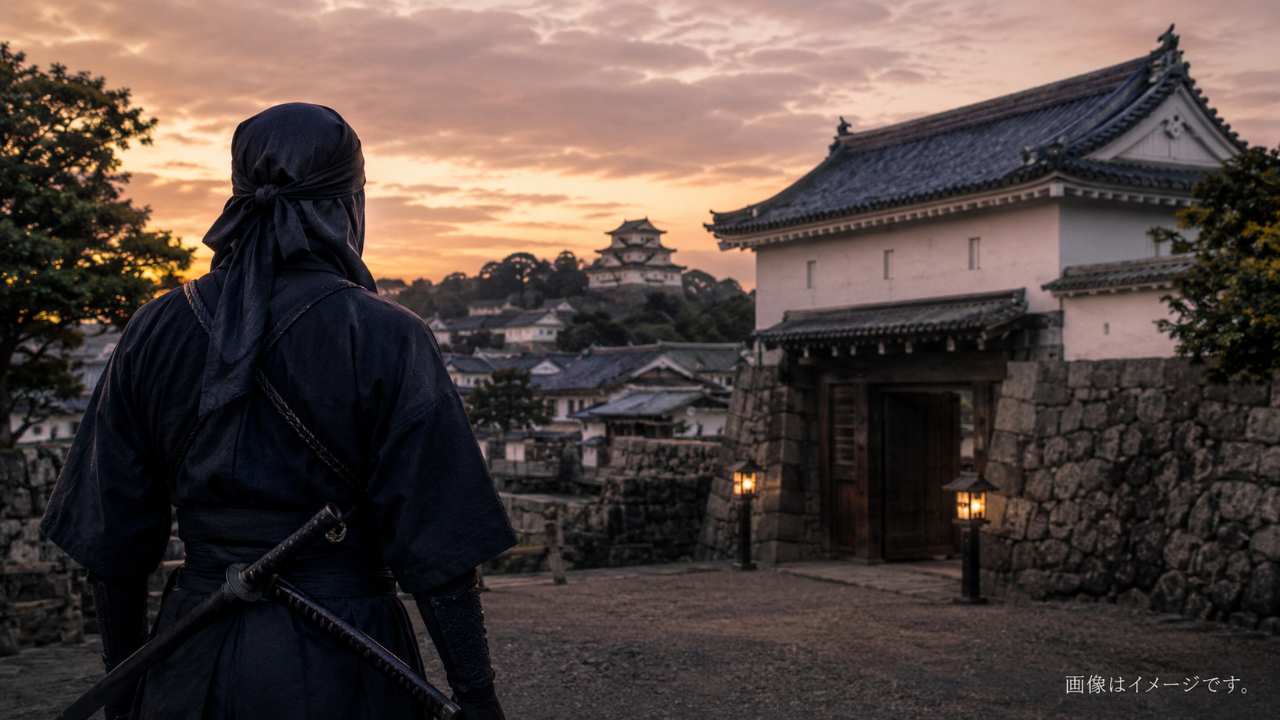 服部半蔵をイメージした伊賀忍者の後ろ姿
