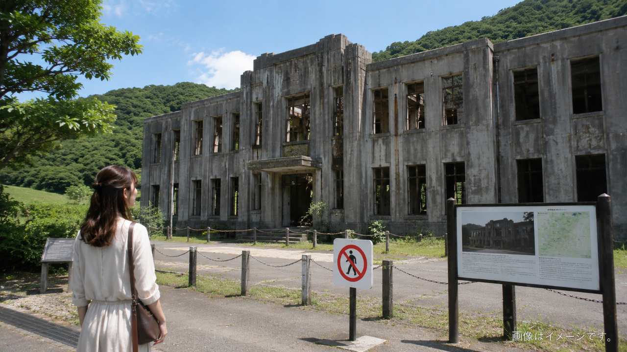 三重県の廃墟を安全に訪ねるための基本を示す古いコンクリート遺構